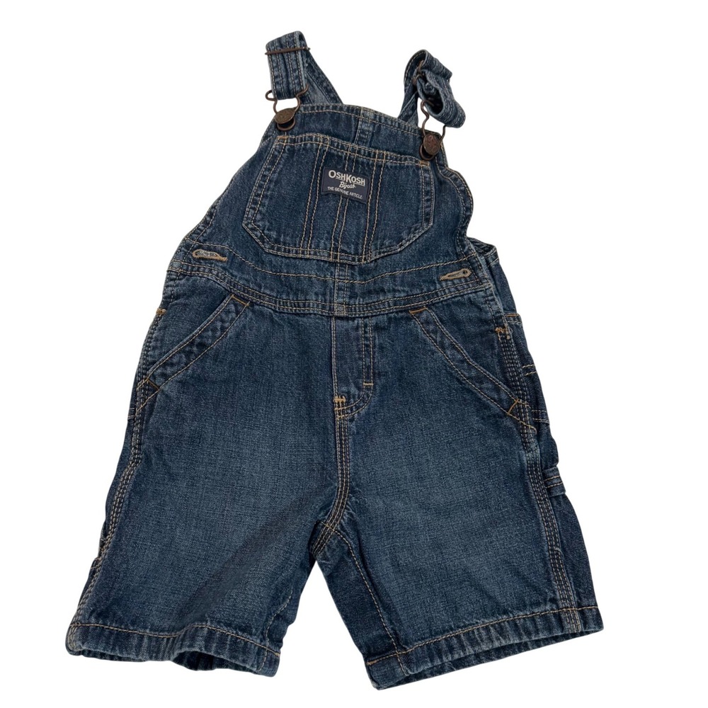 OshKosh Bgosh Kids Dark Wash Denim Vestbak Shortalls Overalls 24 Months Y2K